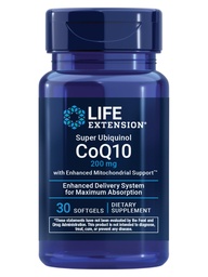 Life Extension Super Ubikinol CoQ10 fokozott mitokondriális támogatással - 200 mg, Shilajit - Promotes Heart Health, Cell Energy, Oxidatív Stressz - Gluten- Free, Non- GMO - 30 Softgels