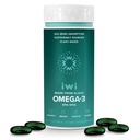 Iwi Omega3, 30 Softgels (30 Servings), Vegan Plant-Based Algae Omega 3 EPA + DHA, Teljes-Body Support Diétakiegészítés, Krill & Fish Oil Alternative, Nincs halas utóíz