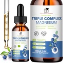 Magnézium-glicinát Folyékony cseppfolyós cseppek Komplex kiegészítés Taurate, Malate for Calm, Leg Cramps, Energy-124; Sugar-mentes és természetes vegán Magnézium, Áfonya Flavor