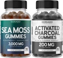 Irish Sea Moss (90 Gummies) Raw Seamoss for Thyroid, Energy & Immune Support and Actived Charcoin (60 Gummies) Healthly Detox & Cleanse Support - Formuled from Organic Coconut Shells - Made in USA