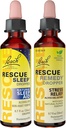 RESCUE Stress Relief & Sleep Support Bundle, Nem-Alkohol Formulas, Bach Remedy Dropper 20ml 2- Pack Alvás Dropper 20ml, Homeopátiás Virág Erődök