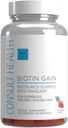 Consult Health BIOTIN GAIN Gummies mit ANAGAIN - Reduce Hair Loss - Klinisch getestet - 10.000 mcg Biotin Vitamin B7 unterstützt gesundes Haarwachstum, Haut und Nägel für Frauen und Männer - 60 Count