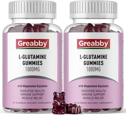 L Glutamin 1000mg gumik - Izomlazító és immunszupport, aminosav kiegészítés magnézium-glicinát, Vegan & Non- GMO, glutén mentes (120 gróf)