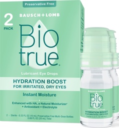 Biotrue Hydration Boost, Preservative- Free Eye Drops for Dry Eyes, Instant Moisturizes, Restions, Contact Lens Friendly, Frissítés & Relieve Eye Irritation, 0.33 FL Oz (2. csomag)