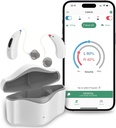 Meghallgatási támogatások a szeniorok számára, RIC 16 Csatorna hallókészülék Bluetooth felnőtteknek, Senior hallókészülék intelligens zaj törlés, Digitális hallókészülék APP Control, Fehér