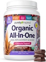 Tisztán ihletett All-in-One Vegan fehérje por a férfiak és nők, dekadens csokoládé (14 szervizek) - Plant-Based Organic Protein Powder for Shakes & Smoothies - Gluten- Free Nutritional Meal Repaction