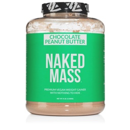 NAKED Vegan Mass - Csokoládé Mogyoróvaj - 1290 kalóriák, Semmi mesterséges, Minden természetes csokoládé PB Súly Gainer fehérje por, Non-GMO, Soy & Gluten Free - 8LB Bulk - 11 szerváció