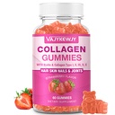 Vegan Collagen Gummees for Women & Men - Biotin, C-vitamin, & Cink a bőr besugárzásához, Hajnövekedés, Strong Nails, & Közös támogatás, 60 gróf