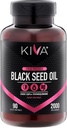 Kiva Black Seed Oil Softgel kapszula - Cold- Pressed (2000mg), 2% + Magas Thymokinon (TQ), 100% Török Nigella Sativa Seed Oil, 90 Vegán Softgels