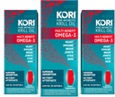 Kori Krill Omega 3 kiegészítés, Antarktisz Krill olaj Superior abszorpció vs halolaj, 1200mg Softgels, 30 Softgels, EPA & DHA (csomag 3)