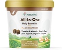 NaturVet All-in-One Dog Supplement - Közös támogatás, emésztés, bőr, kabátápolás - Kutya multivitaminok ásványokkal, Omega3, 6, 9 - Wheat- Free Vitamins for Dog - 60 Soft Chews