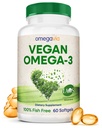 OmegaVia Vegan Omega 3 kiegészítés, Alga Omega 3 Halolaj Alternatív, 300mg Vegan DHA Fatty Acids, Plant Based, Planet and Ocean Friendly, IAOS 5 Star Tesztelt, 60 Softgels