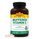Country Life Puffered C-vitamin 1000mg bioflavonoidokkal, kalciummal, magnéziummal, káliummal - Immuntámogatás, Vegán kapszula, gluténmentes, gyengéd gyomor - 250 tabletta