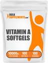 BulkSupplements.com A-vitamin 10000 NE Softgels - A-vitamin Retinil-palmitát, A-vitamin-pirula - A-vitamin kiegészítés, szemkiegészítők - Gluten Free, 1 Softgel per serving, 100 Softgel