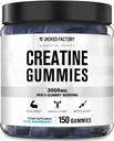 Jacked Factory Creatine Monohydrate Gumies (3g) - Creatine for Muscle Growth, Strength, Enhanced Energy, and Improved Athletic Performance - 150 Gumies, Blue Raspberry