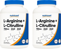 Nutricost L- Arginine L- Citrulline Complex 750mg, 240 kapszula (2 üveg) - Non-GMO