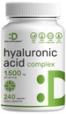 Deal Supplement Hyaluronic Acid Supplements 1,500 mg - 240 kapszula, MSM & C-vitamin - Pure 95% -124; Non-GMO + Plant Based HA - Támogatja egészséges ízesítők, csontok, kapcsolódási szövetek, & bőr hidratáció