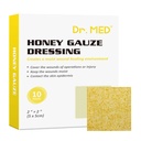Dr. Med Honey Gaze Dressing, 2 "x 2" (10 PCS / Box) Honey Medical Bondage Care Patch for Minor Abrasions, Cuts, Lacerations, Scald and Burns for Wound Healing, Chemical and Drug Free
