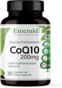 EMERALD LABS CoQ10 200mg - Prémium wellness kiegészítés természetes E-vitaminnal - Antioxidáns, keringés, energia és szív egészség - 30 kapszula (30- napos ellátás)