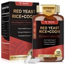 Red Yeast Rice 2,000mg CoQ10 kiegészítés - Citrinin Free Extract Red Yeast Rice kapszula CoQ10 100 Plus Citrus Bergamot - Koleszterin Lowering kiegészítők 3rd- Party tesztelt Vegan Non-GMO