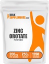 BulkSupplemens.com Cink Orotate Powder - Cink Ásványi kiegészítés, Immun Support - Gluten Free, 200mg per Serving, 250g (8,8 oz) (1x csomag)