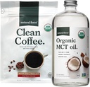 Natural Force Organic Clean Coffee + Organic MCT Oil Bundle - 100% Tiszta Kókuszdió MCTs & Mold & Mycotoxin Free Coffee - Non-GMO, Keto, Paleo, és Vegan - 12 Oz Bag és 32 Oz üveg