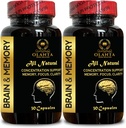 Brain Memory Support - Mind Performance Support, Memory and Focus Supplements, Mental Energy, Clarity & Focus Supplement für Erwachsene, kognitive Unterstützung - 2 Flaschen 60 Kapseln