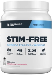 Átlátszó Labs Stim- Free Pre- Edzés - koffein & Stim Free Pre Workout Powder for Men and Women with Beta Alanine Powder, Citrulline Malate, & lift ATP - 30 Servings, Strawberry Lemonade