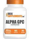 BulkSupplements.com Alpha GPC kapszula - Acetylcholine kiegészítők, Alpha GPC 300mg - Kolin kiegészítők, Gluten Free, 2 kapszula per szerving, 180 kapszula (1-es csomag)
