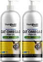 Liquid Health Pets Wild Caught Omega 3 Fish Oil for Cats - Liquid Omega 3 Supplement for Cats with EPA + DPA + DHA - Redukáló viszketés, Support Joint, Immunity, Brain, Heart Health - Made in the USA (2 Pack)