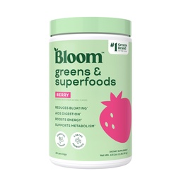 Bloom Nutrition Superfood Powder, Digestic Enzimes with Probiotics and Prebiotics, Gut Health, Bloating Relief for Women, Chlorella, Green Juice Mix with Beet Root Powder, 25 SVG, Berry
