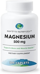 Föld Splendor Csont & Izom Magnézium kiegészítés férfiak és nők, nincs mesterséges tartósító vagy aroma, Támogatja a csont és izom egészség, Búza mentes (500 mg, 100 Caplet)