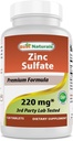 Best Naturals Cink Sulfath 220 mg 120 tabletta - 3. fél Lab tesztelt - Készült az USA-ban - Gluten Free & Non-GMO