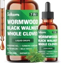 Satoomi 7in1 Wormwood folyékony cseppek fekete dió, egész szegfűszegek, Berberine, Milk Thistle, Bitter Melon és Turmeric - 60ml 60 napig