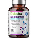 biophix B3 Nikotinamid 500 mg 180 Caps - Nikotin Amide Niacin Natural Flush- Free Vitamin Formula - Skin Cell Health támogatása