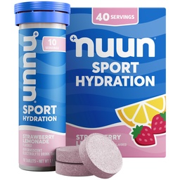 Nuun Sport Electrolyte tabletta Magnéziummal, kalciummal, Káliummal, kloriddal és nátriummal, gluténmentes & Vegan, Strawberry Lemonade, 4 csomag (40 adag összesen)