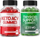 Keto ACV Gumies (60 Count) Advanced Weight Loss Formula and Thyroid Support (90 Count) Support Supplement with Ashwaganda, Jodine, Bladderwrack, Kelp & Schisandra - Non-GMO, Vegan & Made in USA