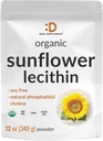 Organic Sunflower Lecitin Powder, 12oz - Szójamentes, növényalapú, természetesen okkurráló Foszfatidil-kolin - Szoptatási kiegészítés nőknek - Non-GMO