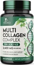 Multi Collagen Supplement 2400 mg - Hidrolizált típusok I, II, III, V & X Multi Collagen Pills Complex, Collagen Peptides kiegészítők, haj, bőr, köröm, és közös támogató kiegészítés, Non-GMO - 120 kapszula