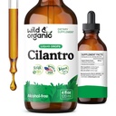 Wild & Organic Cilantro Tincture - Kräuter-Detox Tropfen mit Cilantro-Extrakt - Flüssige Koriander Blatt-Ergänzung - Vegan, Zucker & Alkoholfreie Tropfen - 4 fl oz