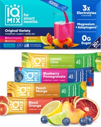 IQMIX Hydration Electrolyte Powder - 4- in1 Formula for Hydration, Mental Clarity, Mood and Recovery - Sugar- Free Drink Mix, Keto, Magnézium L- Threonate, Lion 's Mane - 20 Count Variety Pack