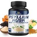 BMVINVOL Psyllium Husk kapszula fiber kiegészítés görögszéna, kurkuma, gyömbér, fekete paprika - támogatási emésztőrendszer, intestinalis egészség - 240 Számolja 4 hónap ellátás
