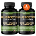 Gade Nutrition Quercetin C-vitaminnal és cinkkel - Quercetin 500mg - Quercetin bromelinnel - Cink Quercetin - Quercetin kiegészítők + D3-vitamin (Non-GMO, gluténmentes, Vegan) - 4 hónapos ellátás