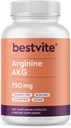 BESTVITE Arginine AKG 750mg (240 Vegetáriánus kapszula) - Nincs Stearates - Vegan - Nem GMO - Glutén mentes