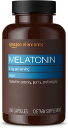   Elements - Melatonin 5mg Capsules, Helps with occasional sleeplessness, Vegan, Unflavored, 195 Count (Pack of 1), 6 month supply (Packaging may vary)