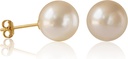 Kézzel szedett Freshwater Pearl Stud Earrings 14K arany tálca Sterling Ezüst Kerek Nők Hipoallergén