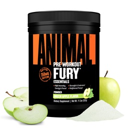 Animal Fury Pre Workout Powder - Zöld Apple, 350mg koffein, BCAA Amino Acids, 2g Beta Alanine, Citrulline & Tirosine, Energia, Fókusz, Erő, Tartósítás, Előedzés a férfiak és nők, 20 szervadékok