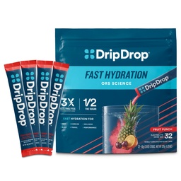 DripDrop hidratációs csomagok - Gyümölcs puncs - egyetlen adag elektrolitok por ital mix - nem GMO, glutén mentes, Vegan - 32 Sticks