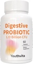 Probiotikumok prebiotikumokkal, 120 milliárd CFU a Gut Health & Digestive Support, Probiotics nőknek és férfiaknak, 60 kapszula