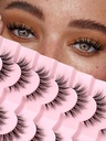 Szempillák természetes macska szempillák Wispy szempilla 15 mm Hamis szempilla Fényes szempillák 3D kötet Strip Szempilla Thin Cotton Band Soft Hamu Szempilla Hamis szempilla Pack 7 Pairs Siligli